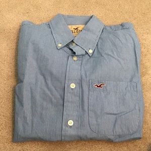 Hollister blue striped button down shirt